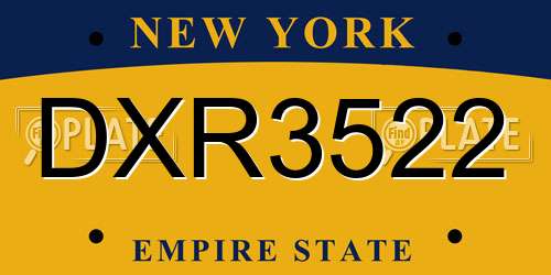 DXR3522 New York License Plate