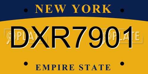 DXR7901 New York License Plate