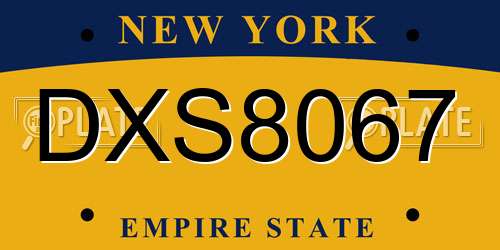 DXS8067 New York License Plate