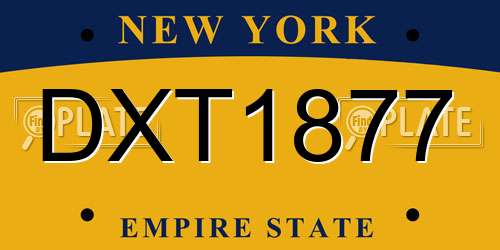 DXT1877 New York License Plate