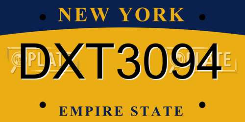 DXT3094 New York License Plate