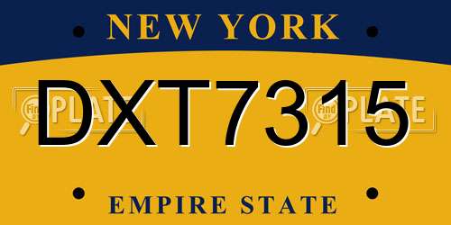 DXT7315 New York License Plate