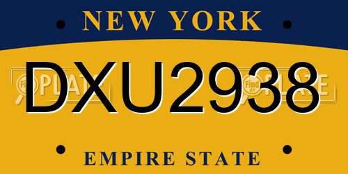 DXU2938 New York License Plate