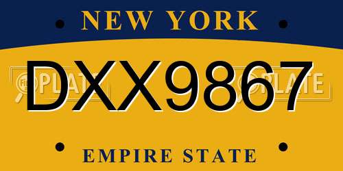 DXX9867 New York License Plate