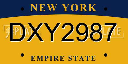 DXY2987 New York License Plate