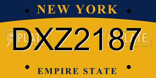 DXZ2187 New York License Plate