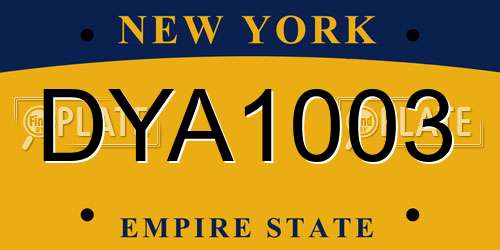 DYA1003 New York License Plate