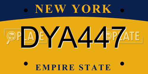 DYA447 New York License Plate