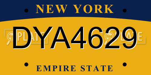 DYA4629 New York License Plate