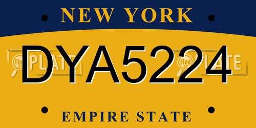 DYA5224 New York License Plate