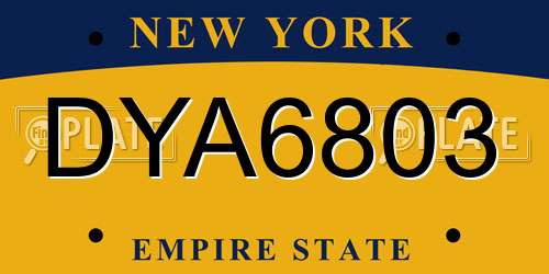 DYA6803 New York License Plate