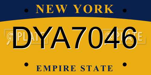 DYA7046 New York License Plate