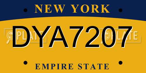 DYA7207 New York License Plate