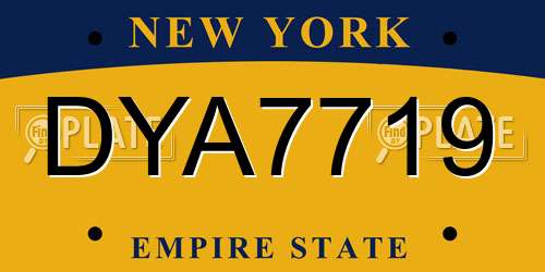 DYA7719 New York License Plate