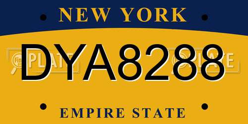 DYA8288 New York License Plate