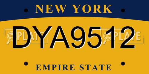 DYA9512 New York License Plate