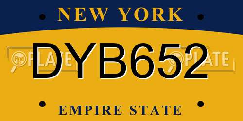 DYB652 New York License Plate
