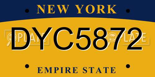 DYC5872 New York License Plate