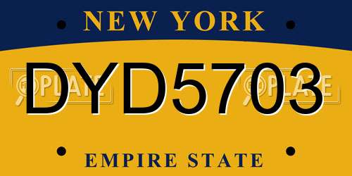 DYD5703 New York License Plate