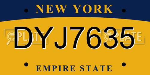 DYJ7635 New York License Plate