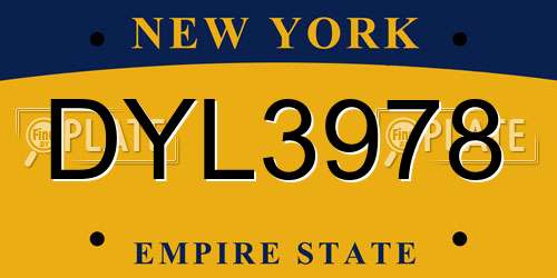 DYL3978 New York License Plate