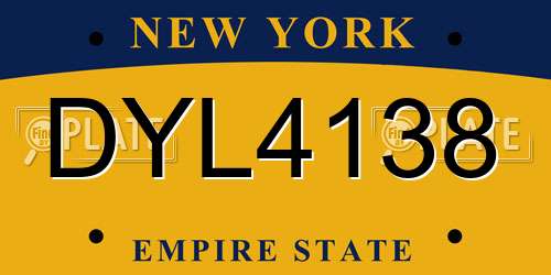 DYL4138 New York License Plate