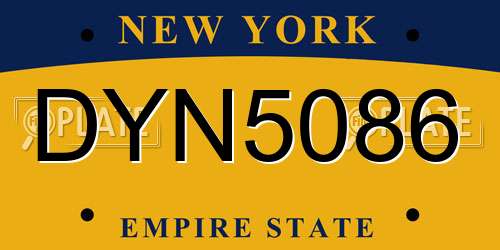 DYN5086 New York License Plate