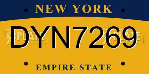 DYN7269 New York License Plate