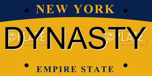 DYNASTY New York License Plate
