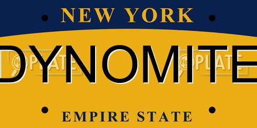 DYNOMITE New York License Plate