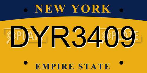DYR3409 New York License Plate