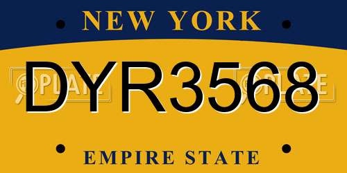 DYR3568 New York License Plate