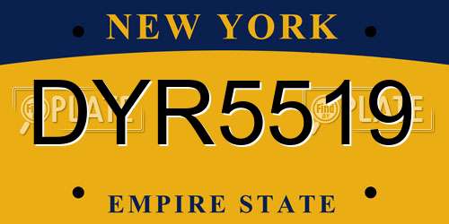 DYR5519 New York License Plate