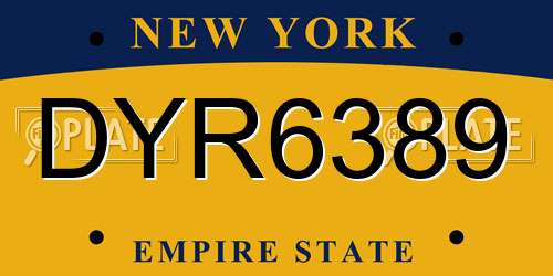 DYR6389 New York License Plate