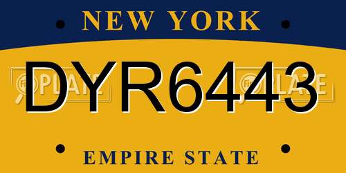 DYR6443 New York License Plate