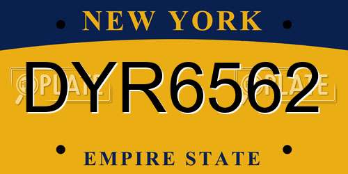 DYR6562 New York License Plate