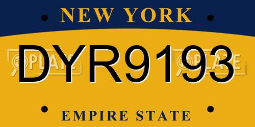 DYR9193 New York License Plate