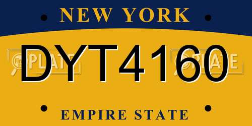DYT4160 New York License Plate