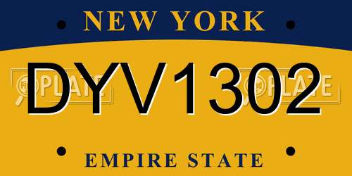 DYV1302 New York License Plate