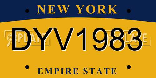 DYV1983 New York License Plate