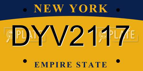 DYV2117 New York License Plate