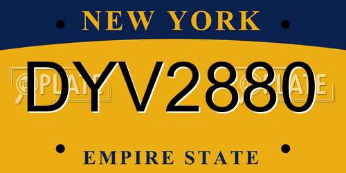 DYV2880 New York License Plate