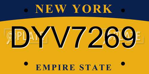 DYV7269 New York License Plate