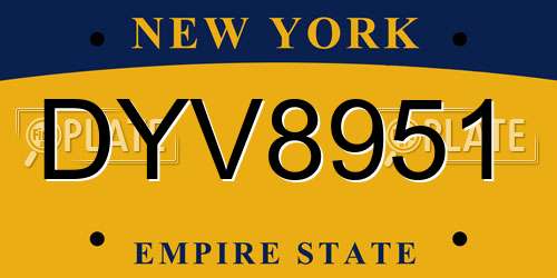 DYV8951 New York License Plate