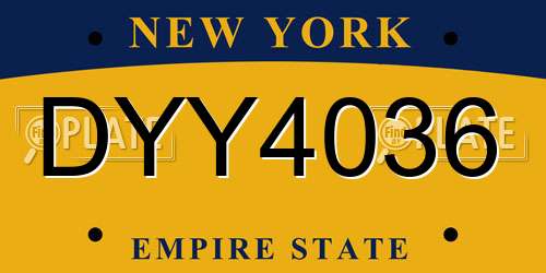 DYY4036 New York License Plate