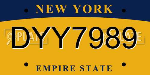DYY7989 New York License Plate