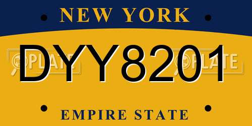 DYY8201 New York License Plate