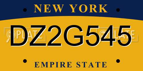 DZ2G545 New York License Plate