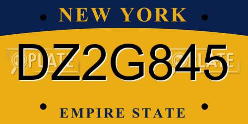 DZ2G845 New York License Plate