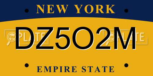 DZ5O2M New York License Plate